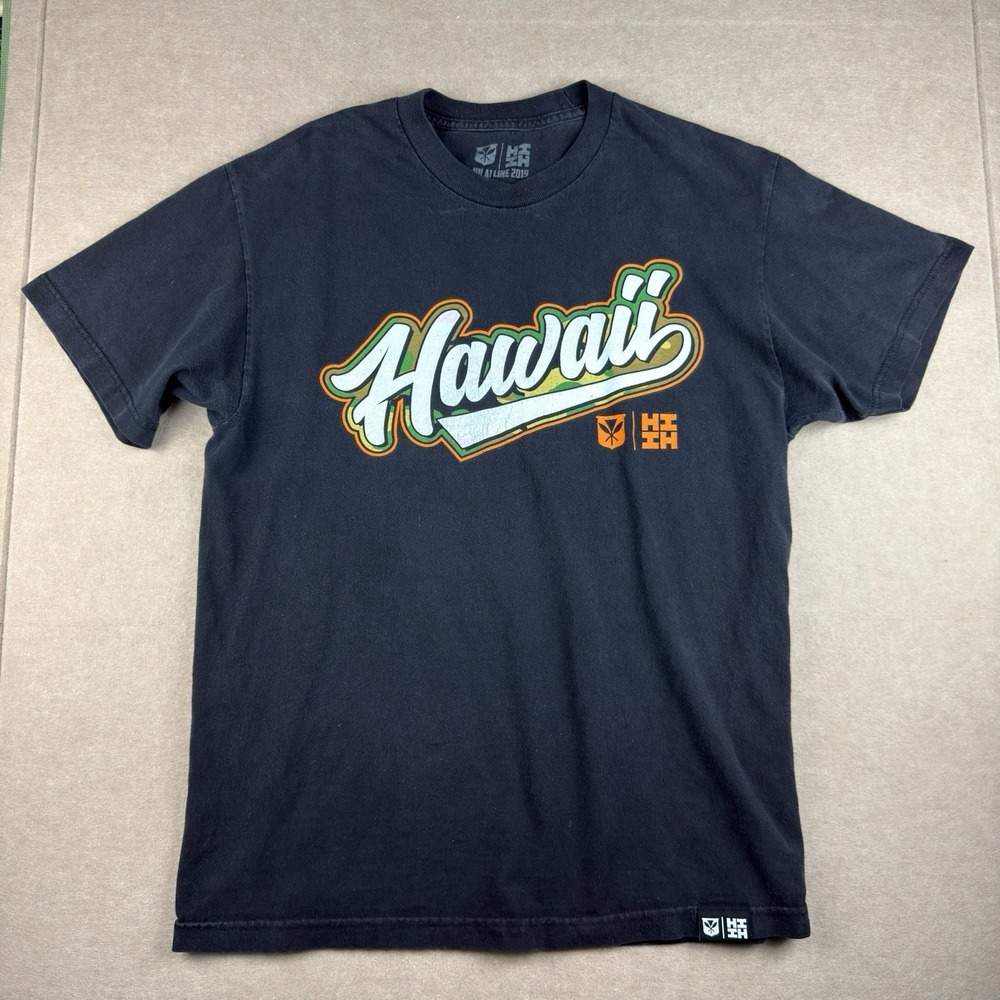 HIFINEST‎ Hawaii T-Shirt Men L Black Graphic Tee Iulai Line 2019 Streetwear